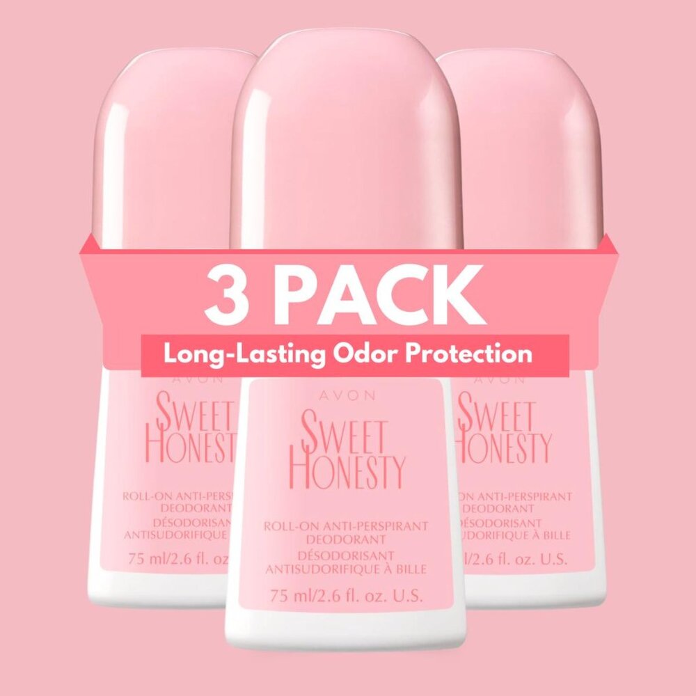 Avon Sweet Honesty Roll-On Antiperspirant Deodorant, 2.6 fl oz (3-Pack)